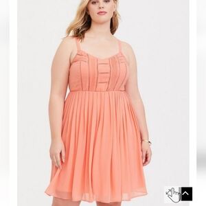 Torrid mini chiffon skater dress peach